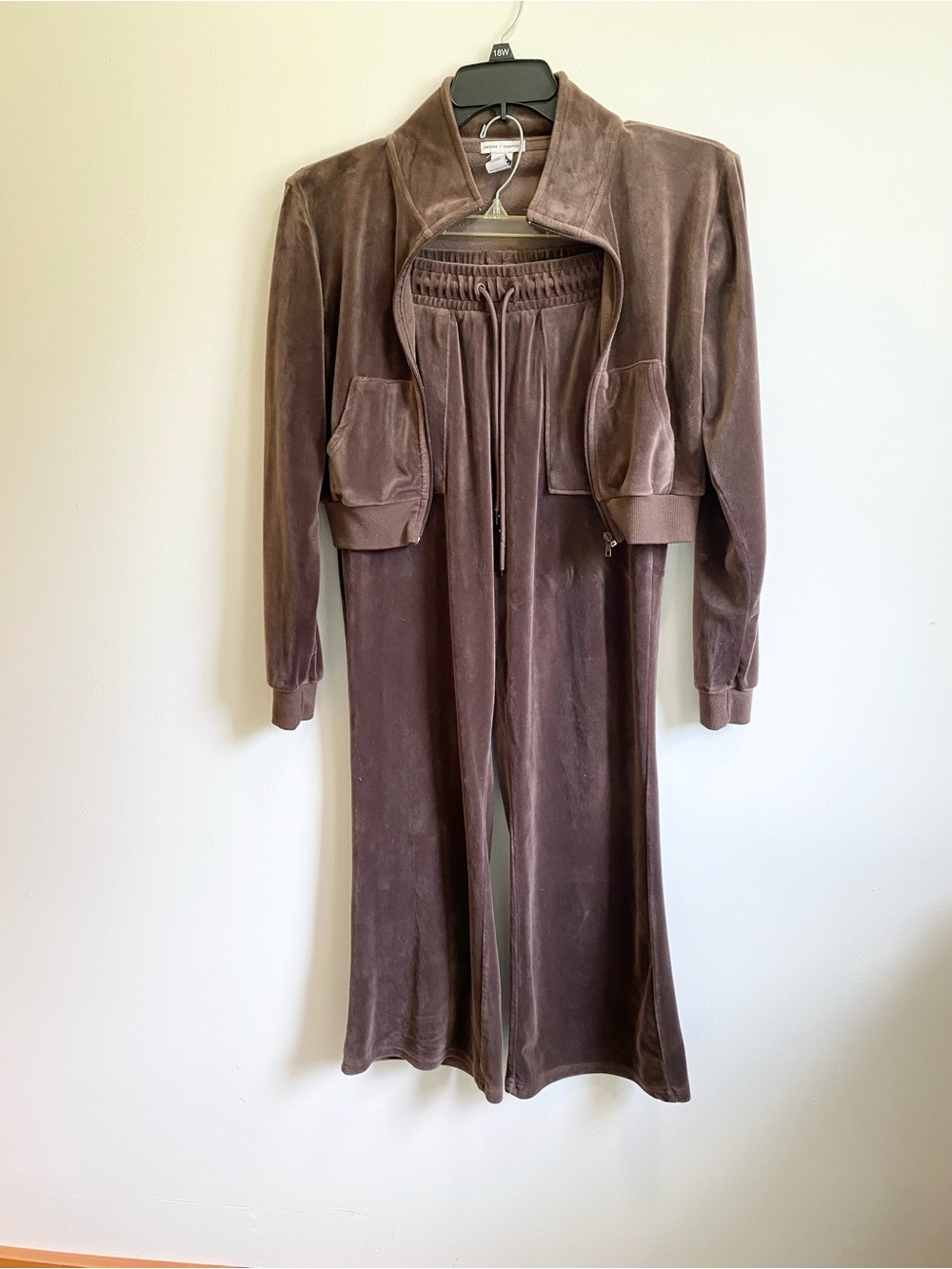 Brown Velour Two-Piece Track Set